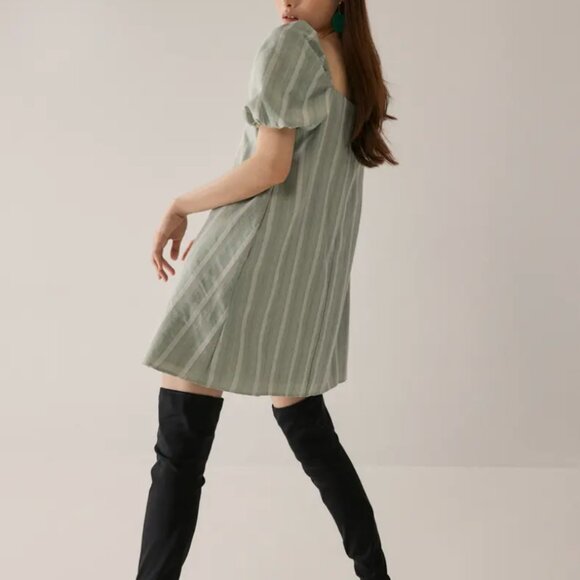 Love Bonito Raiza Striped Linen Shift Dress: Sage, Small - Picture 6 of 8